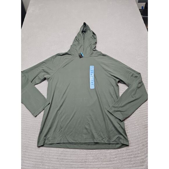 Gap Fit Shirt Mens Large Active Hoodie Green Light Weight Performance - Picture 1 of 7